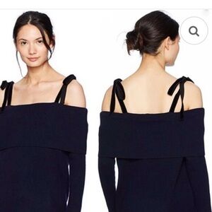 PAIGE Violette Off-the-Shoulder tier knit sweater with velvet ties.